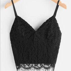 eyelash overlay zip back crop cami top